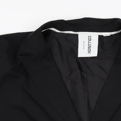 Womens UK Size 12 COLLUSION Black Biker Coat