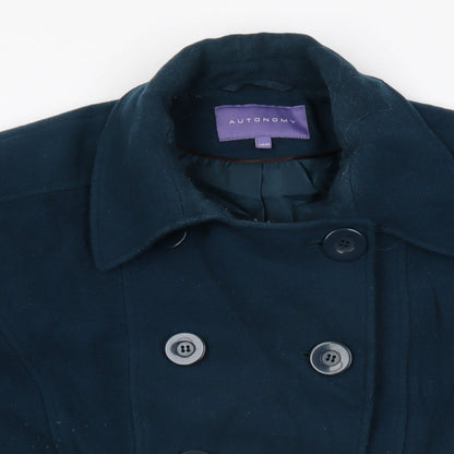 Autonomy Womens Green Overcoat Coat Size 18 Button