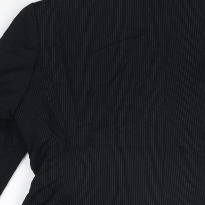 NEXT Womens Black Striped Polyester Jacket Suit Jacket Size 12
