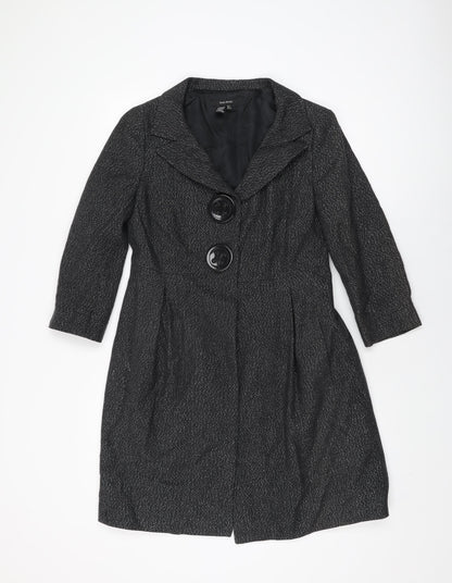 Zara Womens Black Overcoat Coat Size L Button