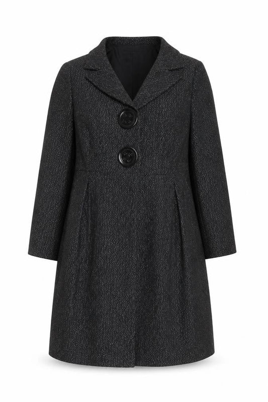 Zara Womens Black Overcoat Coat Size L Button