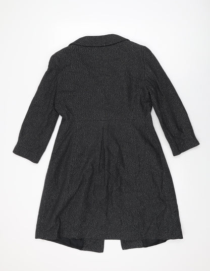 Zara Womens Black Overcoat Coat Size L Button