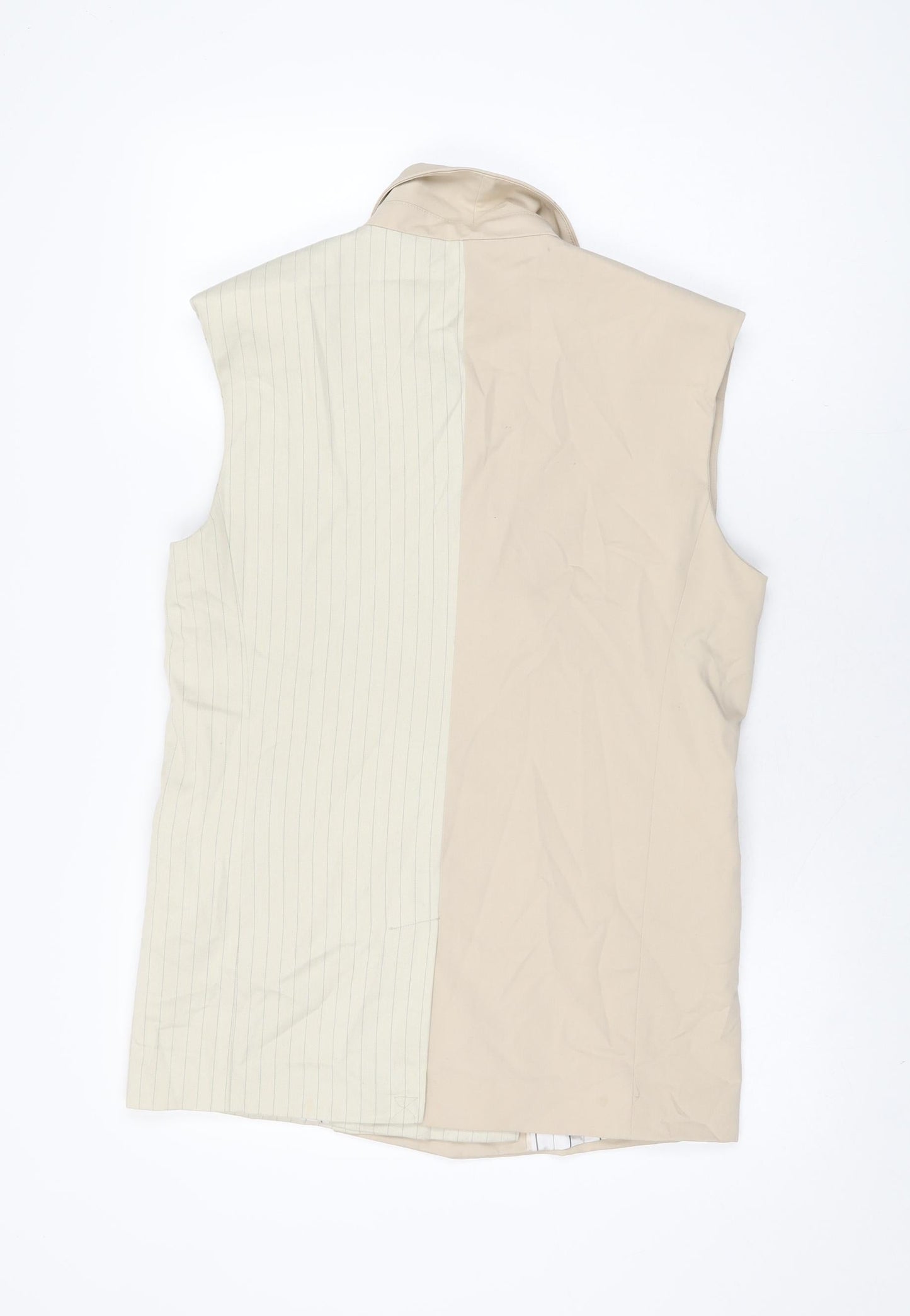 Bershka Womens Beige Striped Viscose Basic Button-Up Size S Collared