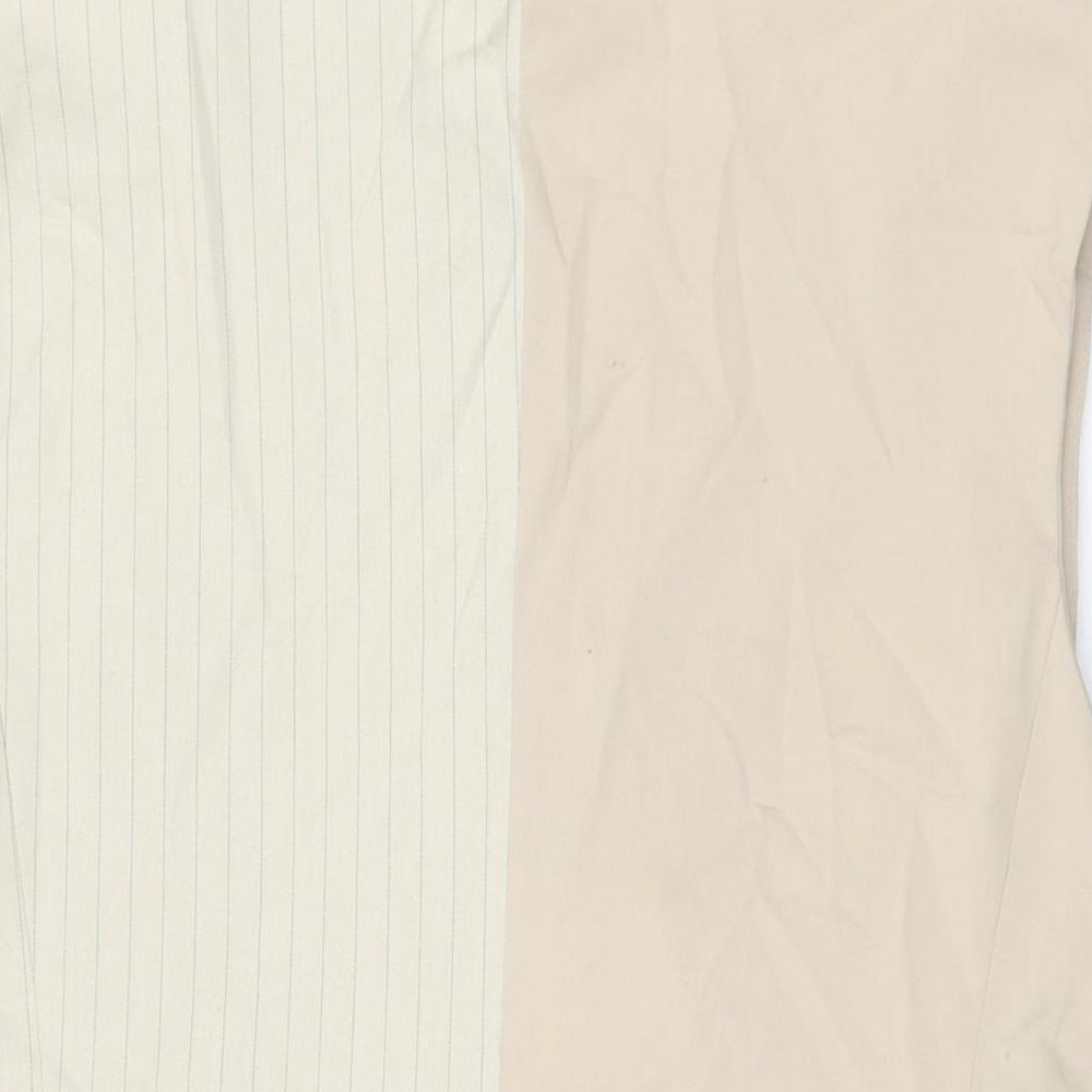 Bershka Womens Beige Striped Viscose Basic Button-Up Size S Collared