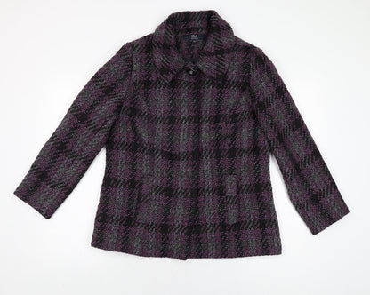 Isle Womens Purple Geometric Jacket Coat Size 12 Button
