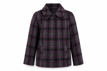 Isle Womens Purple Geometric Jacket Coat Size 12 Button
