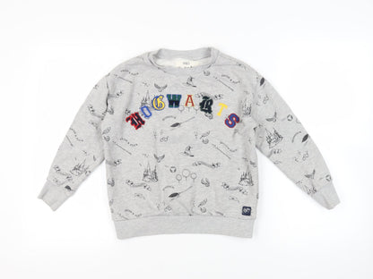 Marks and Spencer Girls Grey Geometric Cotton Pullover Sweatshirt Size 9-10 Years Pullover - Harry Potter Quidditch