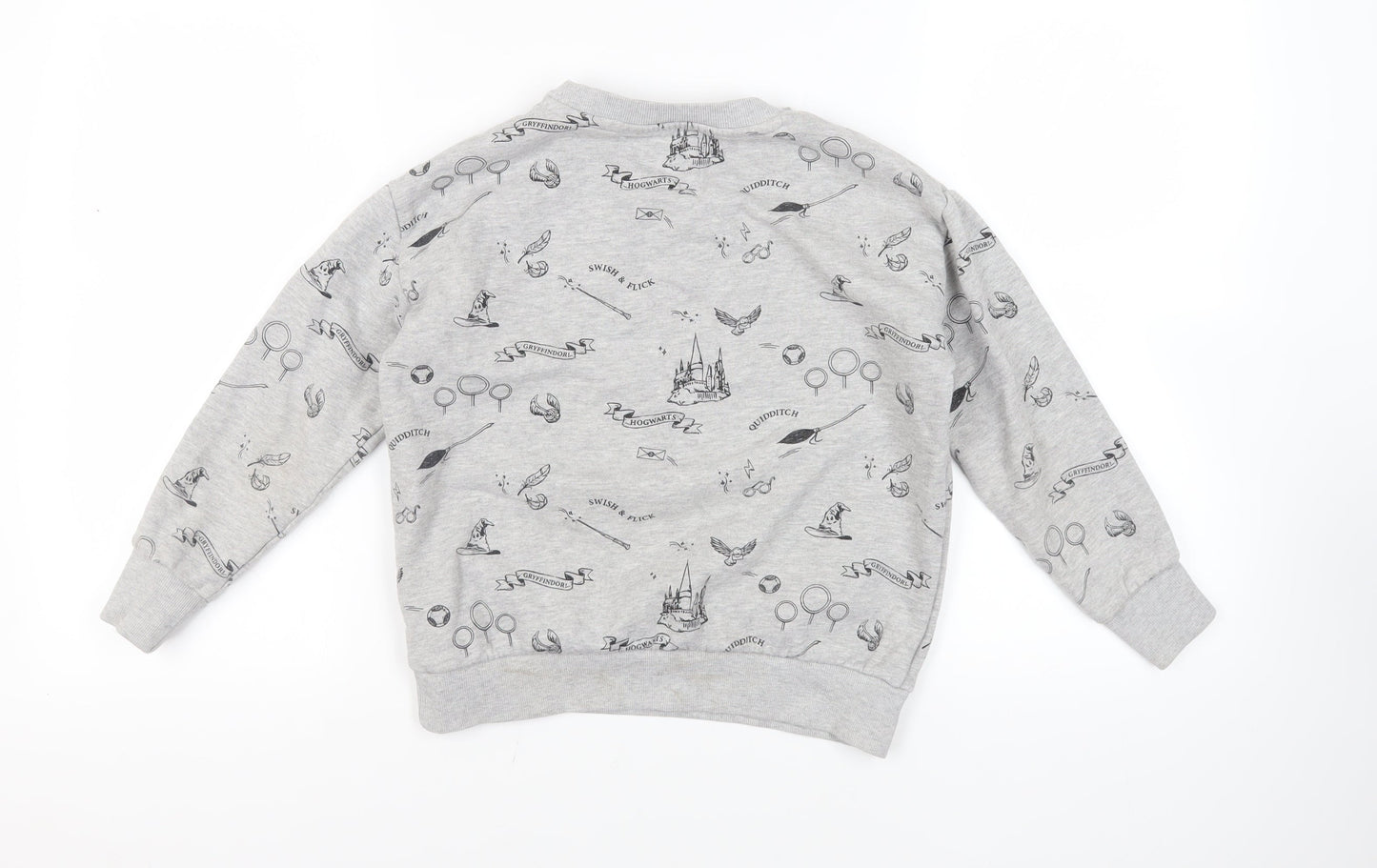 Marks and Spencer Girls Grey Geometric Cotton Pullover Sweatshirt Size 9-10 Years Pullover - Harry Potter Quidditch