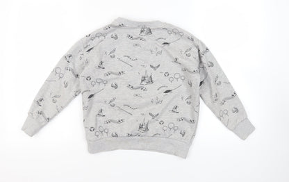 Marks and Spencer Girls Grey Geometric Cotton Pullover Sweatshirt Size 9-10 Years Pullover - Harry Potter Quidditch