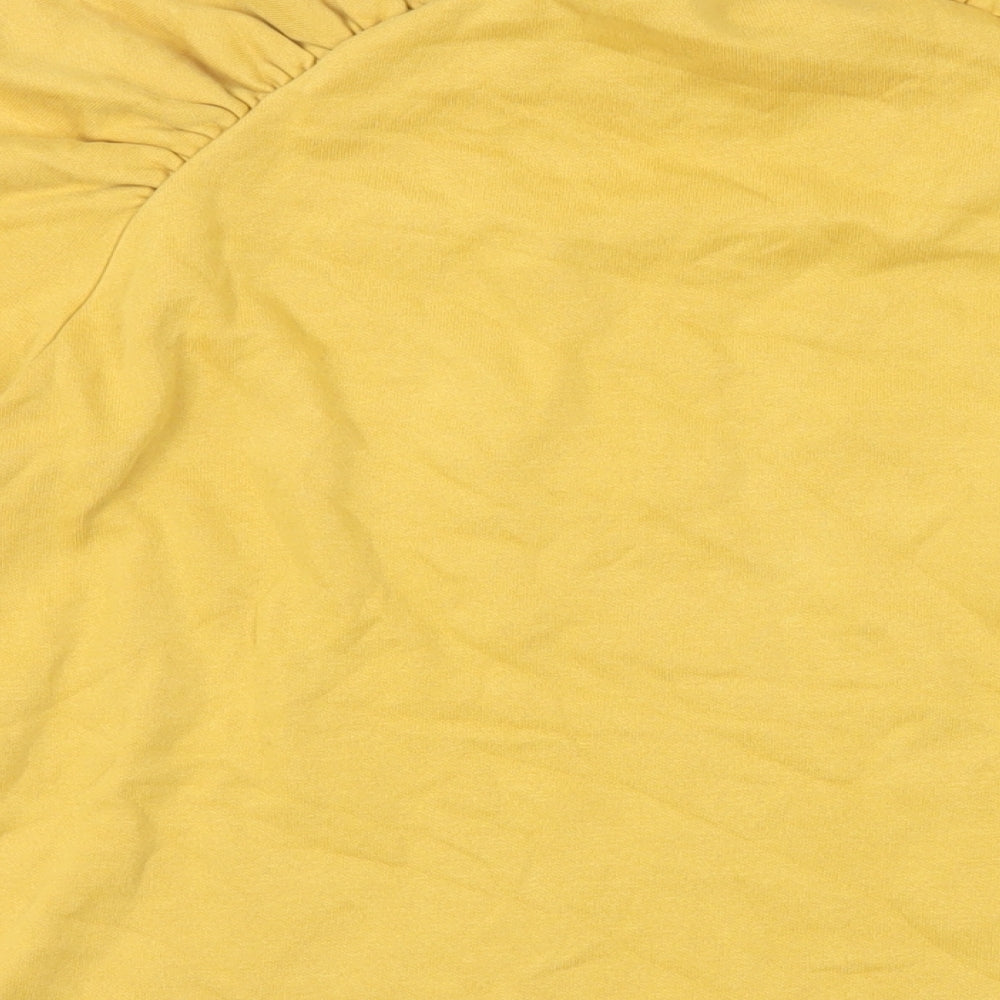 Monki Womens Yellow Cotton Pullover Sweatshirt Size S Pullover - Ruched Sleeves