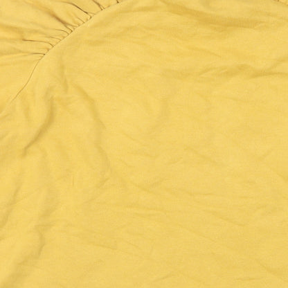 Monki Womens Yellow Cotton Pullover Sweatshirt Size S Pullover - Ruched Sleeves