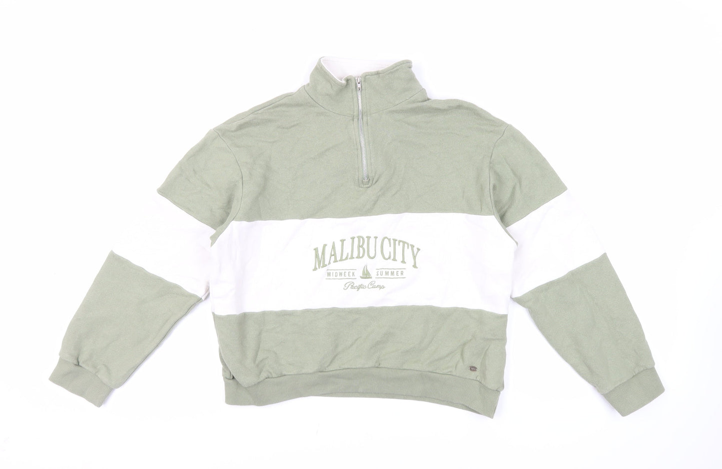 Womens UK Size S Pull&Bear Green Pullover Sweatshirt