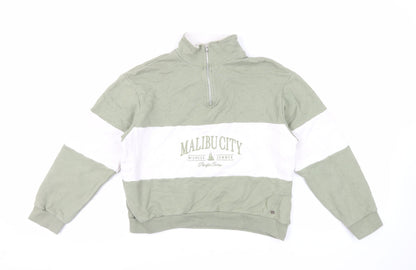 Womens UK Size S Pull&Bear Green Pullover Sweatshirt