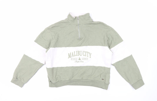 Womens UK Size S Pull&Bear Green Pullover Sweatshirt
