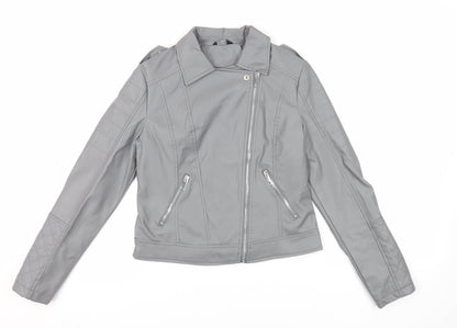Womens UK Size 8 Select Grey Biker Coat