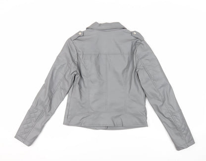 Womens UK Size 8 Select Grey Biker Coat