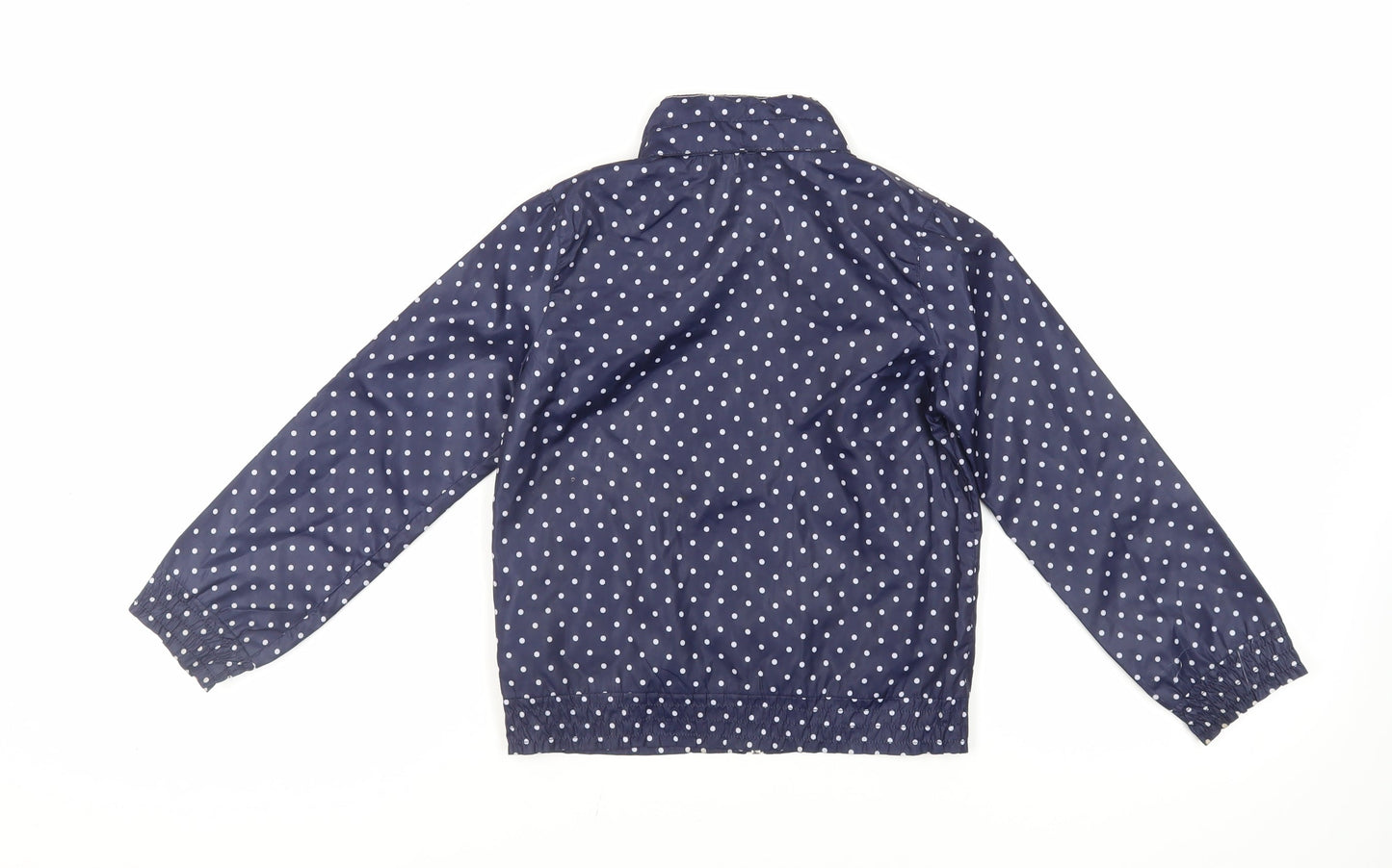 H&M Girls Blue Polka Dot Jacket Size 7-8 Years Zip - Embroidered
