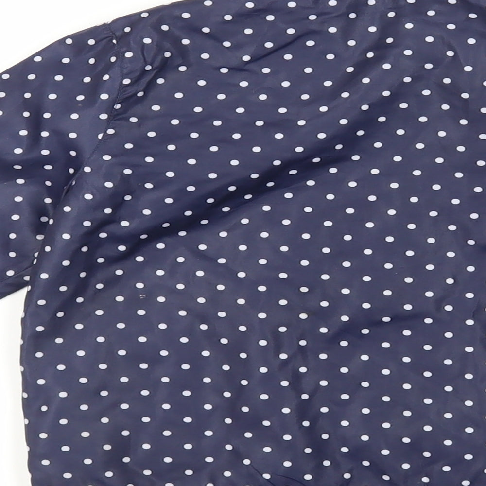 H&M Girls Blue Polka Dot Jacket Size 7-8 Years Zip - Embroidered