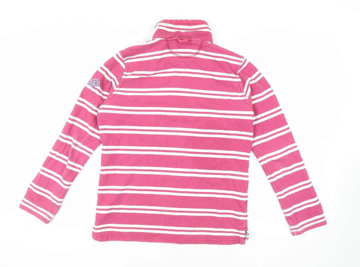 Seasalt Cornwall Womens Pink Striped Cotton Pullover Sweatshirt Size 8 Zip