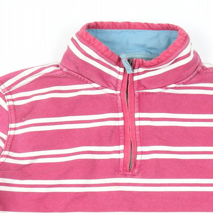 Seasalt Cornwall Womens Pink Striped Cotton Pullover Sweatshirt Size 8 Zip
