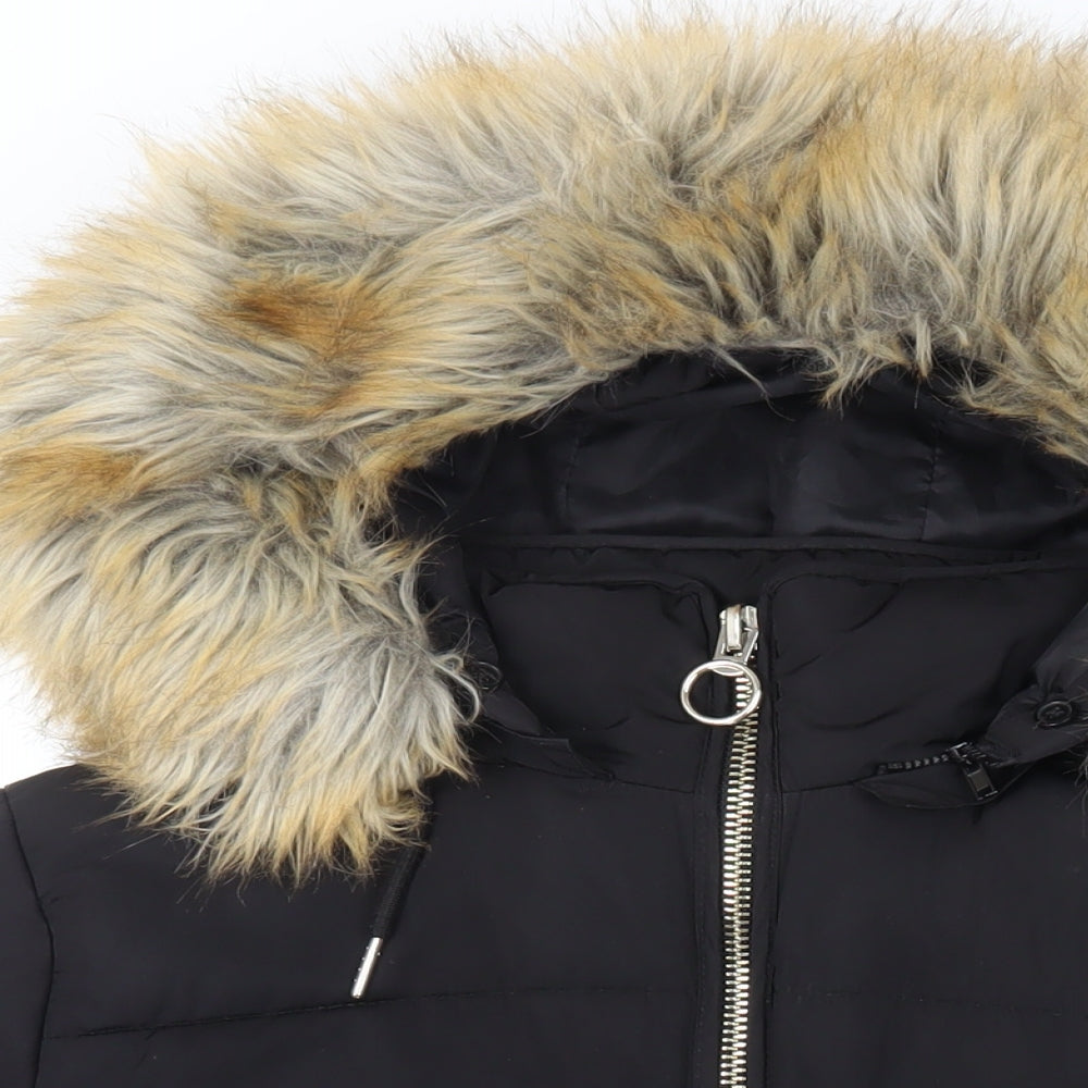 Womens UK Size 12 Topshop Black Puffer Jacket