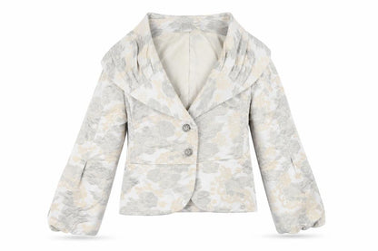 Ispirato Womens Grey Floral Jacket Size 14 Button