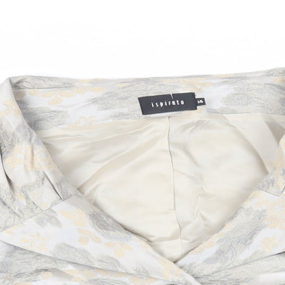 Ispirato Womens Grey Floral Jacket Size 14 Button
