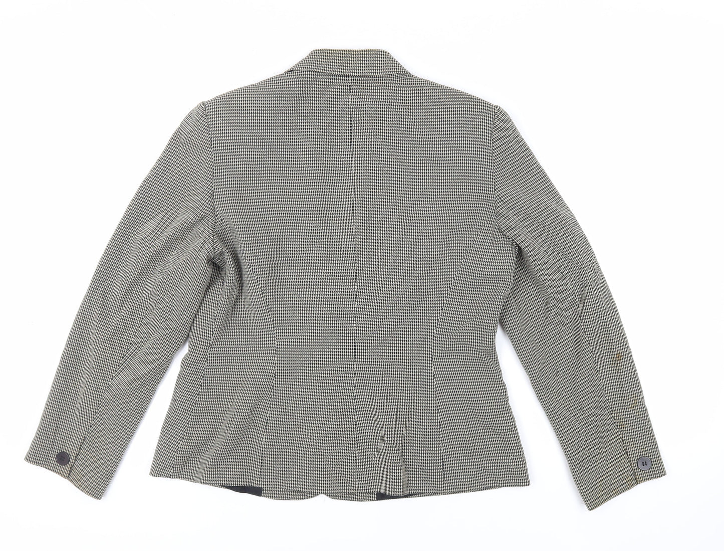 Precis Petite Womens Black Geometric Jacket Blazer Size 14 Button - Vintage