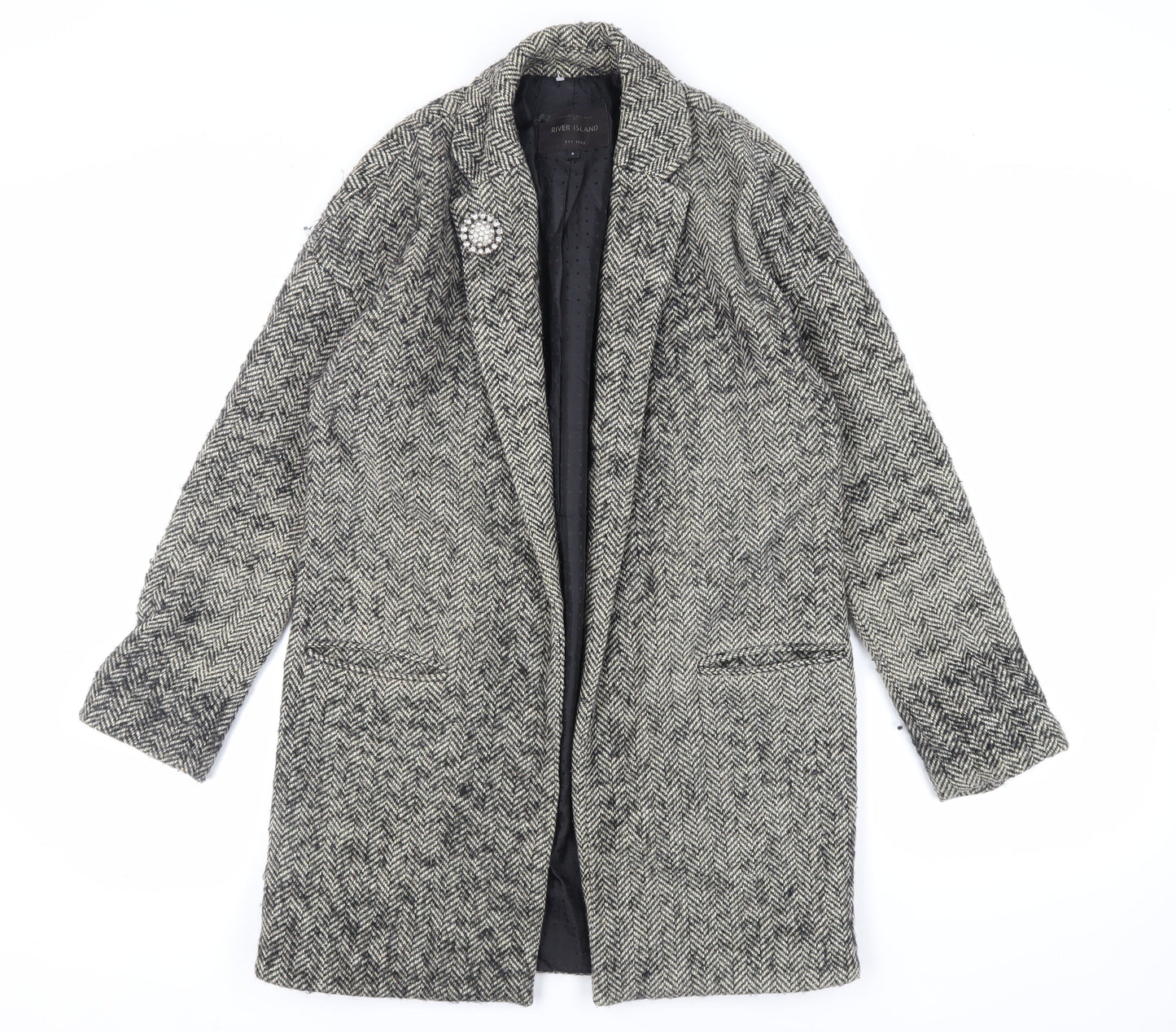 Womens UK Size 8 River Island Grey Overcoat