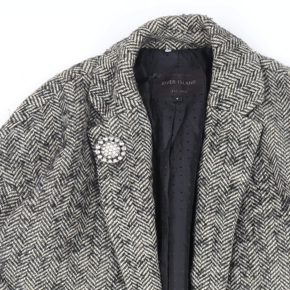 Womens UK Size 8 River Island Grey Overcoat