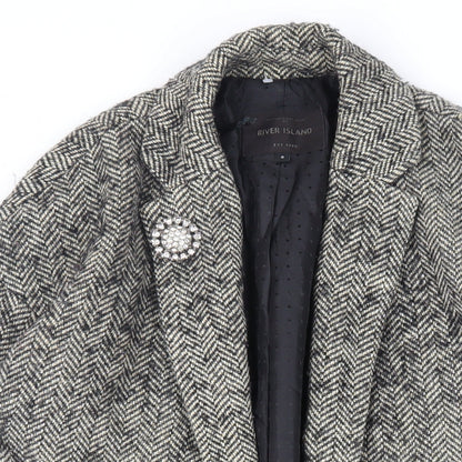 Womens UK Size 8 River Island Grey Overcoat