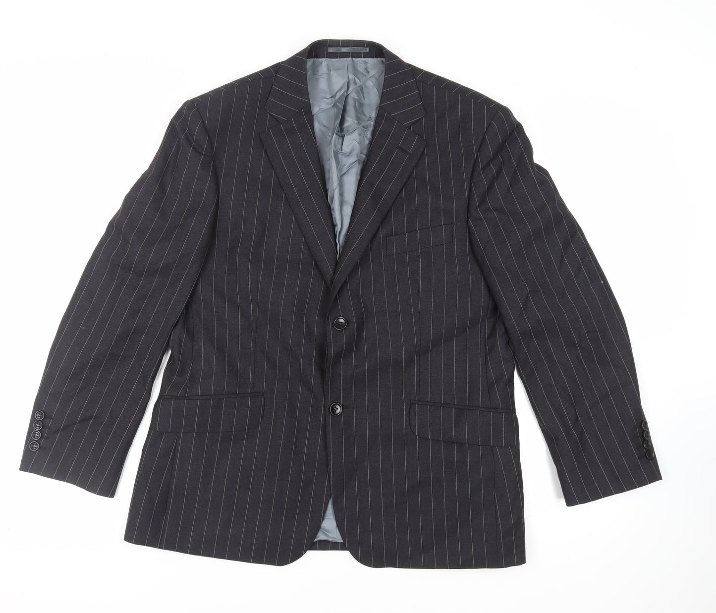 Alfred Brown Mens Black Striped Wool Jacket Suit Jacket Size 40 Regular