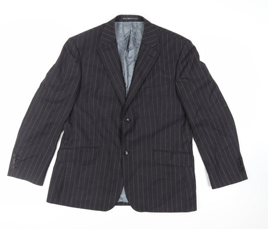 Alfred Brown Mens Black Striped Wool Jacket Suit Jacket Size 40 Regular