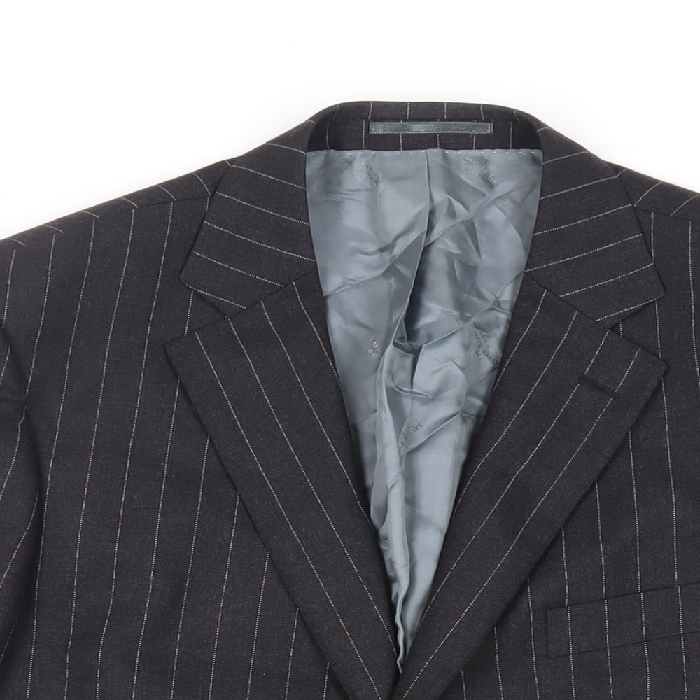 Alfred Brown Mens Black Striped Wool Jacket Suit Jacket Size 40 Regular