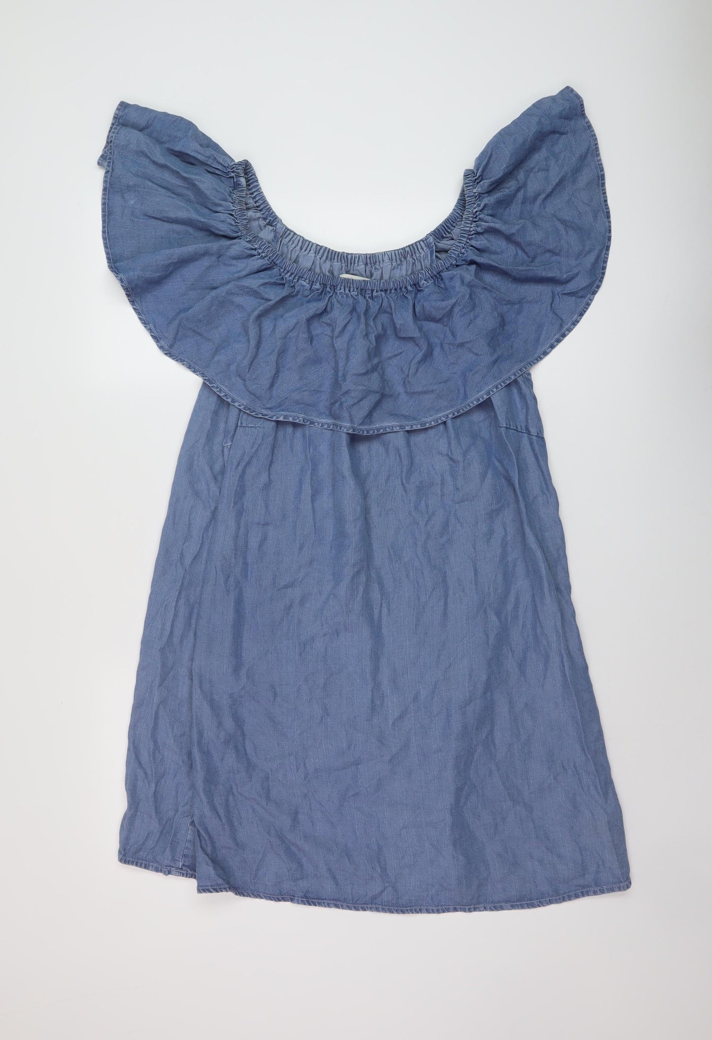 FOREVER 21 Womens Blue Lyocell A-Line Size 22 Round Neck Zip