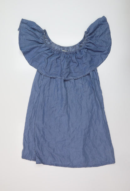 FOREVER 21 Womens Blue Lyocell A-Line Size 22 Round Neck Zip