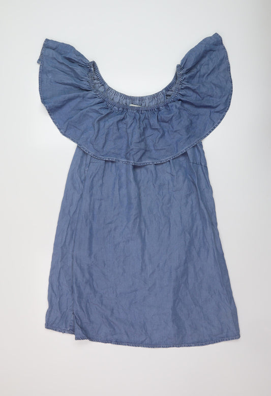 FOREVER 21 Womens Blue Lyocell A-Line Size 22 Round Neck Zip