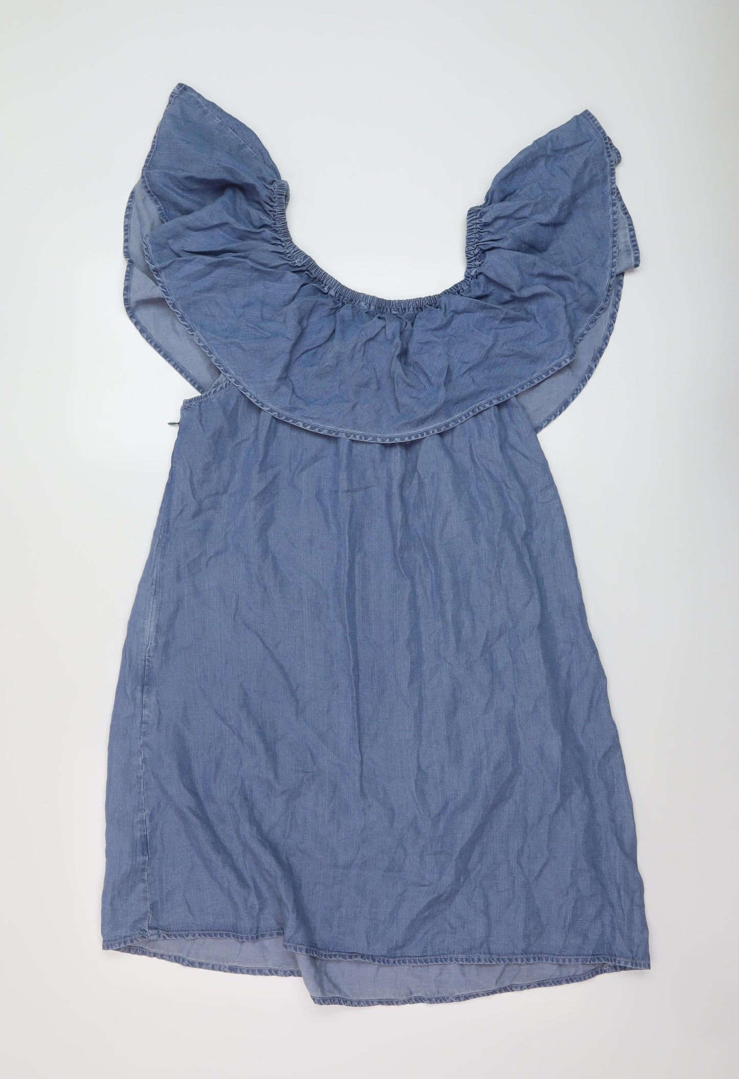 FOREVER 21 Womens Blue Lyocell A-Line Size 22 Round Neck Zip