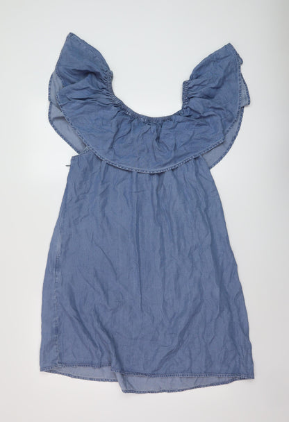 FOREVER 21 Womens Blue Lyocell A-Line Size 22 Round Neck Zip