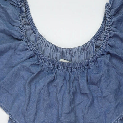 FOREVER 21 Womens Blue Lyocell A-Line Size 22 Round Neck Zip