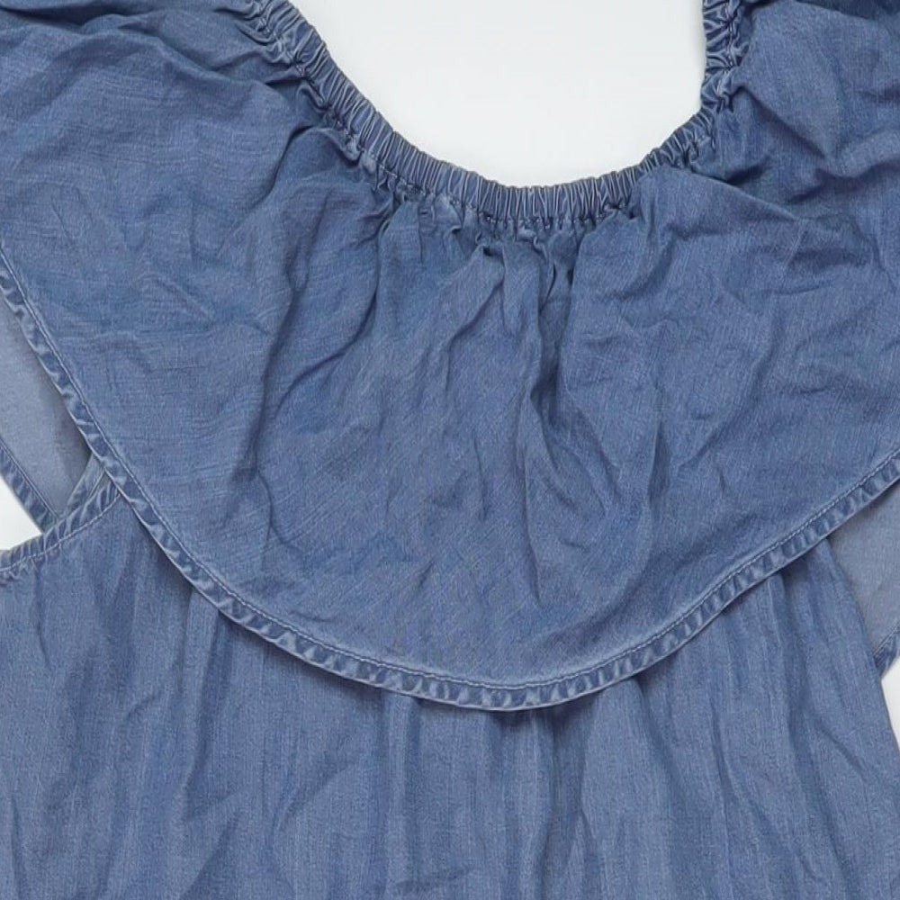 FOREVER 21 Womens Blue Lyocell A-Line Size 22 Round Neck Zip