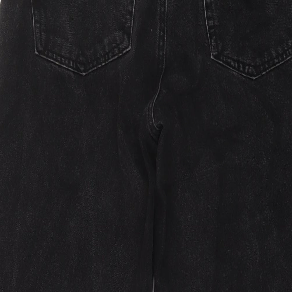 Bershka Womens Grey Cotton Wide-Leg Jeans Size 6 L22 in Regular Button