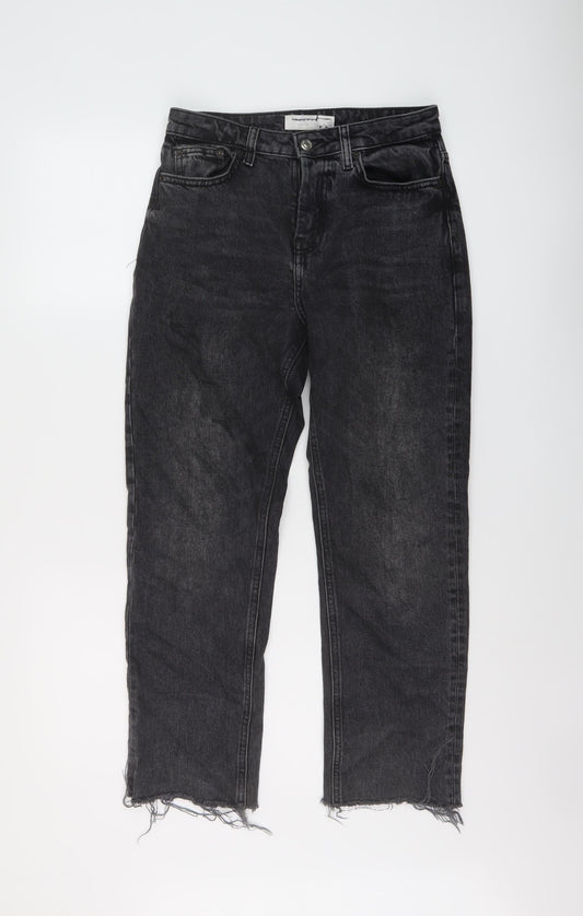 Topshop Womens Grey Cotton Straight Jeans Size 26 in L26 in Regular Button