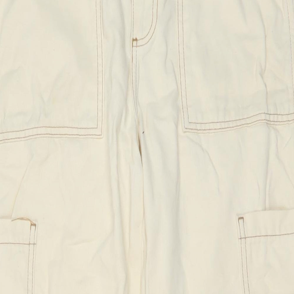 Denim & Co. Womens Beige Cotton Wide-Leg Jeans Size 10 L31 in Regular Button