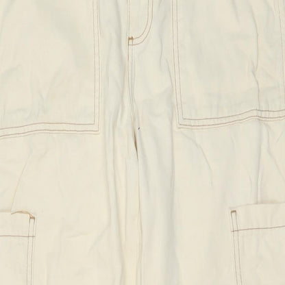 Denim & Co. Womens Beige Cotton Wide-Leg Jeans Size 10 L31 in Regular Button