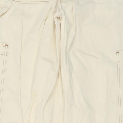 Denim & Co. Womens Beige Cotton Wide-Leg Jeans Size 10 L31 in Regular Button