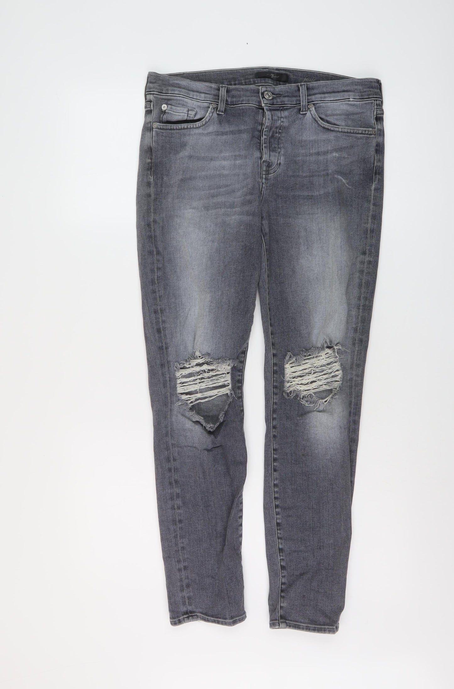 7 For All Mankind Womens Blue Cotton Skinny Jeans Size 27 in L27 in Regular Button