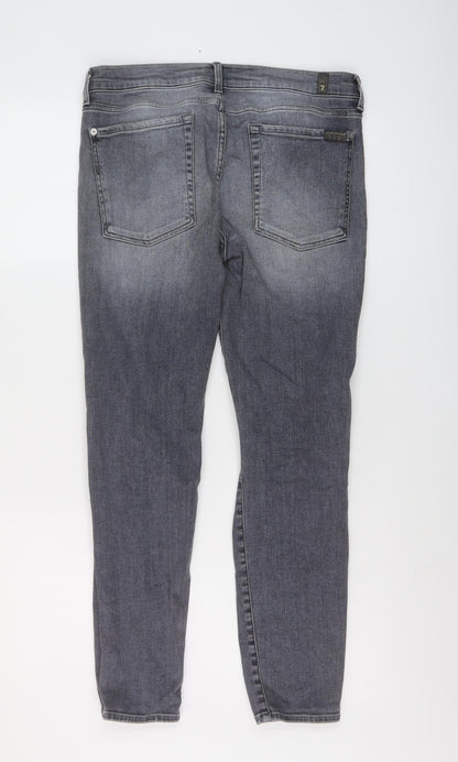 7 For All Mankind Womens Blue Cotton Skinny Jeans Size 27 in L27 in Regular Button
