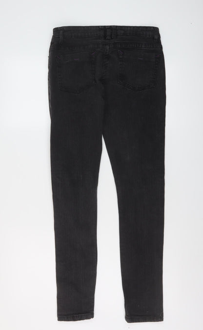 Denim & Co. Womens Grey Cotton Skinny Jeans Size 12 L30 in Regular Button