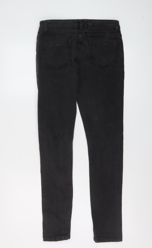 Denim & Co. Womens Grey Cotton Skinny Jeans Size 12 L30 in Regular Button